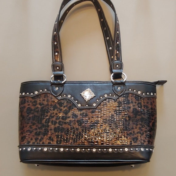 Ladies Bling Alligator Western Shoulder Purse - Picture 6 of 7